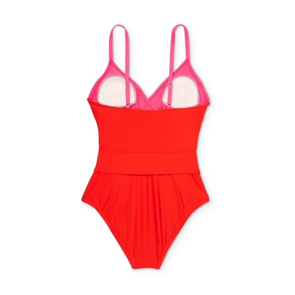 Sea Angel Women's Pink Red Front Cutout One Piece Swimsuit - Picture 4 of 15